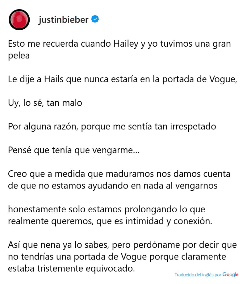 ESPECIAL / IG / @justinbieber 