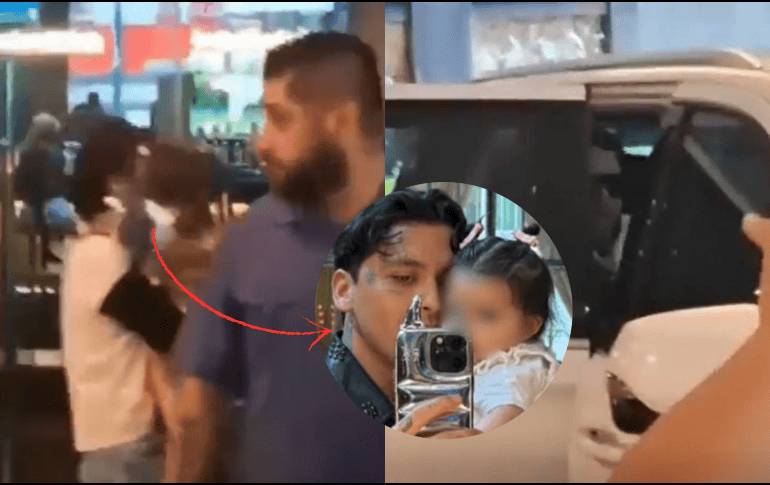 Nodal se sube a una camioneta blanca que lo espera mientras personal lo acompaña al momento que el cantante se sube al vehículo. ESPECIAL