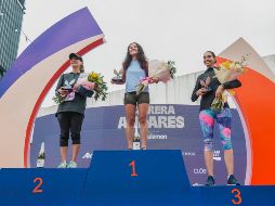 Tatiana Toro, Nancy Plascencia y Martha Aceves, ganadoras 10K femenil en la segunda edición de la carrera Andares. GENTE BIEN JALISCO / Cortesía Andares