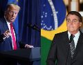 Bolsonaro respondió diciendo en redes sociales que la "lucha de Trump por la paz, la justicia y la libertad resuena en todo el mundo", y agradeció al líder estadounidense por "darnos un modelo de fe y resiliencia".  AFP/AP/ARCHIVO/CANVA.