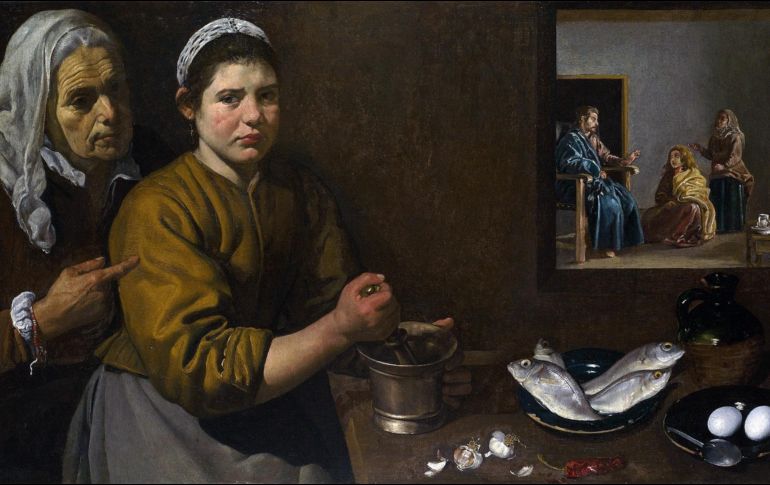 «Marta, Marta, muchas cosas te preocupan y te inquietan, siendo así que una sola es necesaria. María escogió la mejor parte y nadie se la quitará». WIKIPEDIA/«Cristo en Casa de Marta y María», de Diego Velázquez