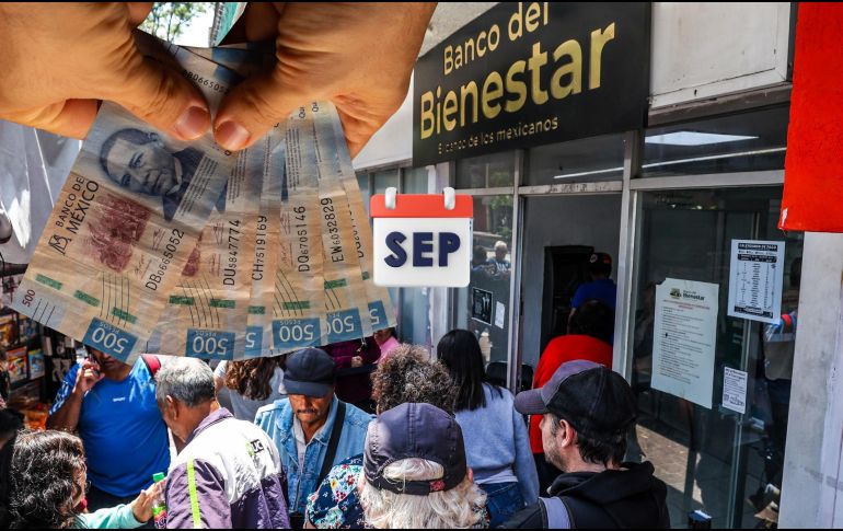 Septiembre, el mes que inició hoy lunes 1, incluye un pago de la Pensión Bienestar en sus distintos programas. ESPECIAL / EL INFORMADOR y CANVA