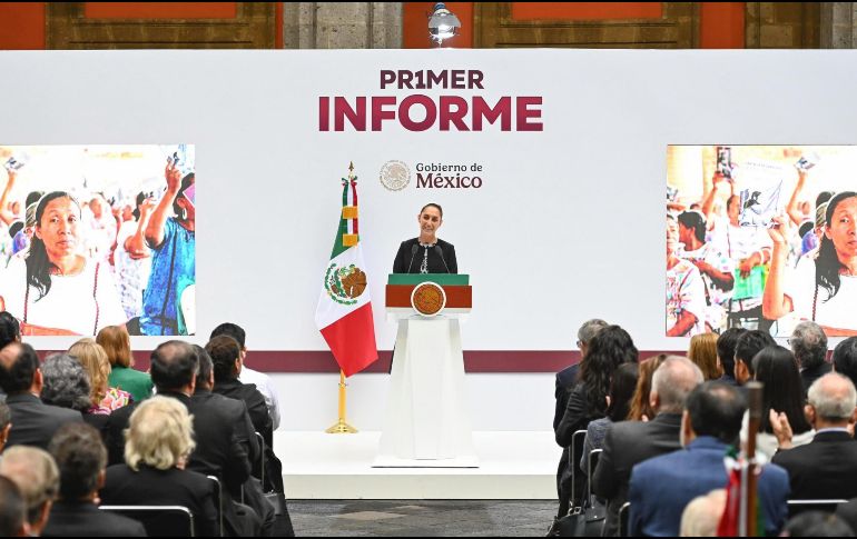 Como parte de su mensaje en torno al primer informe de gobierno como Presidenta de México, Claudia Sheinbaum Pardo. ESPECIAL/ GOBIERNO DE MÉXICO