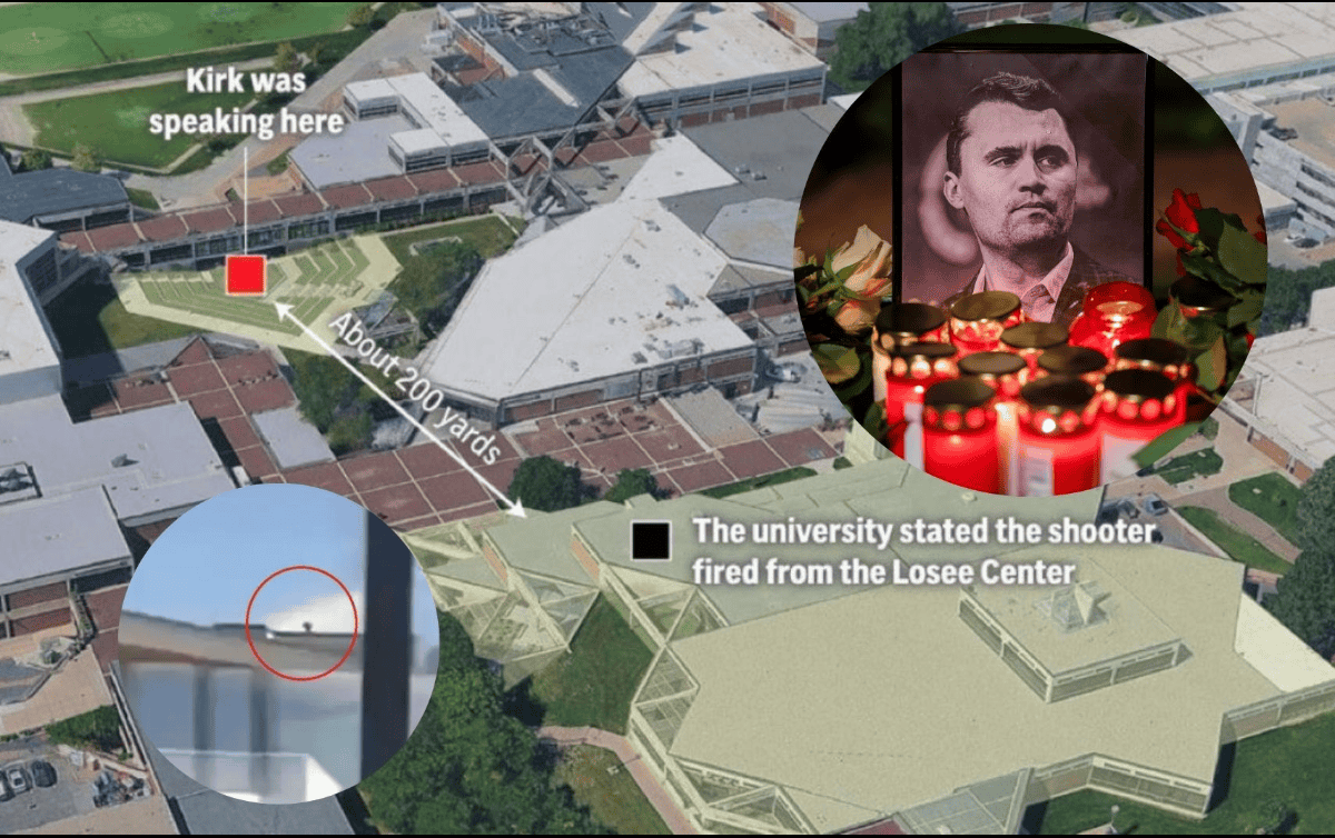 Charlie Kirk fue atacado frente a aproximadamente tres mil personas en la Universidad de Utah. X/@MichaelCoudrey/EFE/C. Bilan/ESPECIAL