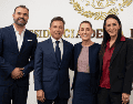 Quirino Velázquez, Laura Imelda y Lemus con Claudia Sheinbaum en el marco de la Reunión Nacional de Seguridad Pública. ESPECIAL