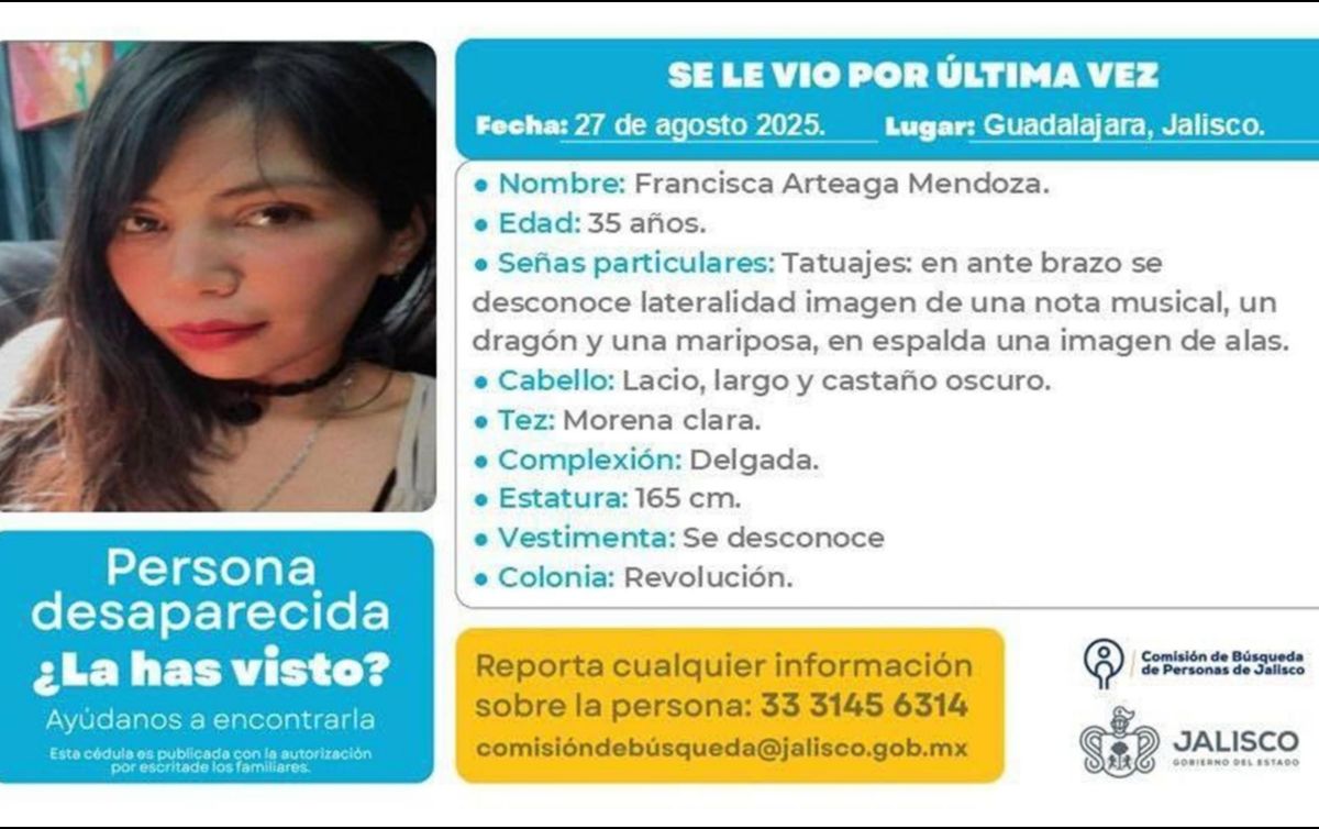 Esta tarde, amigos y familiares de la artista plástica Francisca Arteaga Mendoza, ‘Frany’, se manifestaron en la Glorieta de las y los desaparecidos para exigir la localización de la joven. ESPECIAL