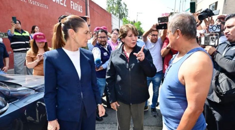 Sheinbaum dialoga con la gobernadora Delfina Gómez Álvarez y alcaldes de la zona afectada. SUN