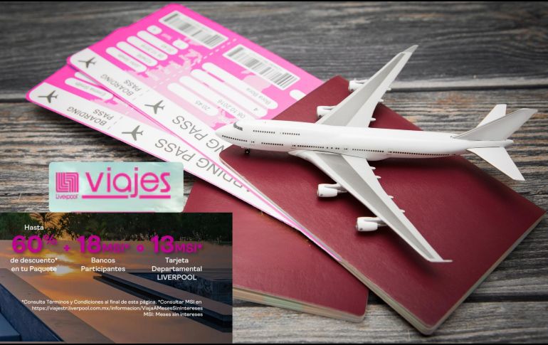 A través de su plataforma Liverpool Viajes, los consumidores pueden encontrar paquetes que incluyen vuelos, alojamiento, circuitos turísticos, renta de autos, actividades recreativas, todos con la posibilidad de ser financiados a plazos. ESPECIAL / CANVA y Liverpool