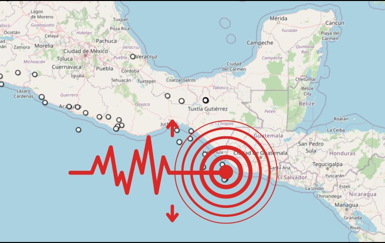 La madrugada del 8 de octubre se presentó actividad sísmica en Chiapas, Guerrero y Oaxaca. ESPECIAL / Sistema Sismológico Nacional