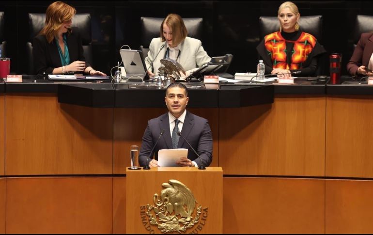 Comparece el secretario Omar García Harfuch en el Senado, en el marco de la glosa del Primer Informe de Gobierno de la Presidenta Claudia Sheinbaum. CORTESÍA