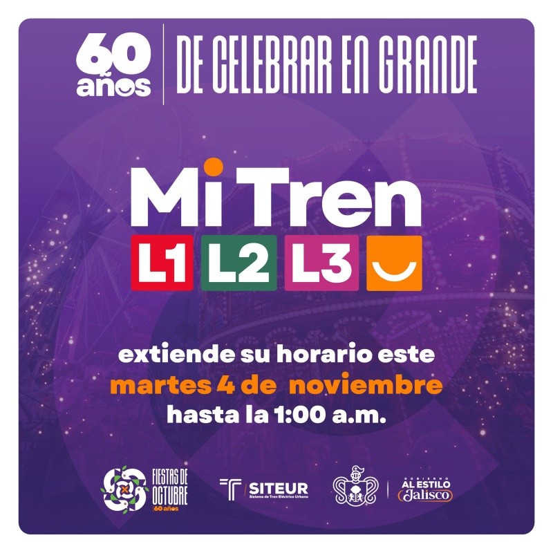  Tren ligero amplía su horario de servicio el último día de las Fiestas de Octubre 2025. ESPECIAL