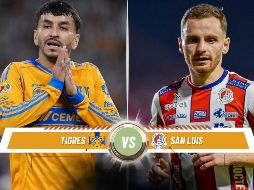 Tigres y San Luis se enfrentarán este sábado en un partido que forma parte de la Jornada 17 del Torneo Apertura 2025. ESPECIAL / CANVA e IMAGO7