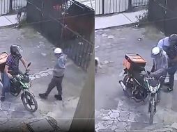 Dos hombres trataron de asaltar a un repartidor, pero él se resistió y logró ahuyentarlos. X/@c4jimenez/ESPECIAL