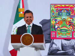 Pablo Lemus durante la Conferencia del Pueblo de este jueves, donde dio a conocer detalles de Jalisco rumbo al Mundial de Futbol 2026. SUN / ESPECIAL