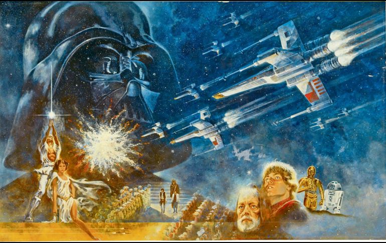 La pintura donde aparecen “Luke Skywalker”, “Leia” y “Darth Vader” por primera vez. AP