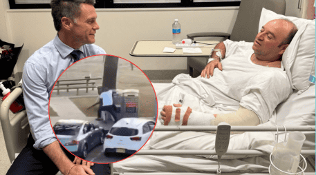 Fotografía compartida por el líder político de Nueva Gales del Sur, Chris Minns, visitando a Ahmed al Ahmed en el hospital, a quien definió como 