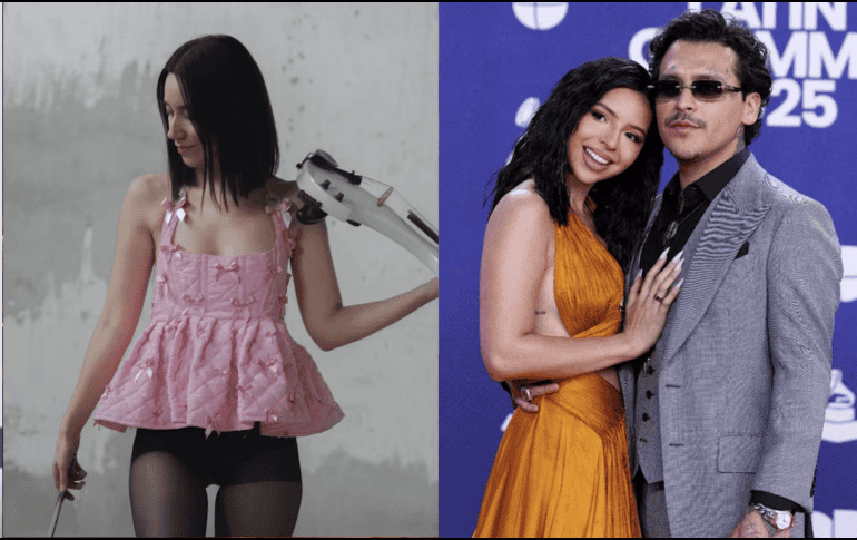 Esmeralda Camacho forma parte de la sección de violines de la banda que acompaña a Christian Nodal en sus giras.  ARCHIVO/EFE INSTAGRAM/@esmeralda_canape 