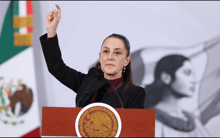 La Presidenta de México, Claudia Sheinbaum, en Palacio Nacional este viernes. EFE / M. Guzmán