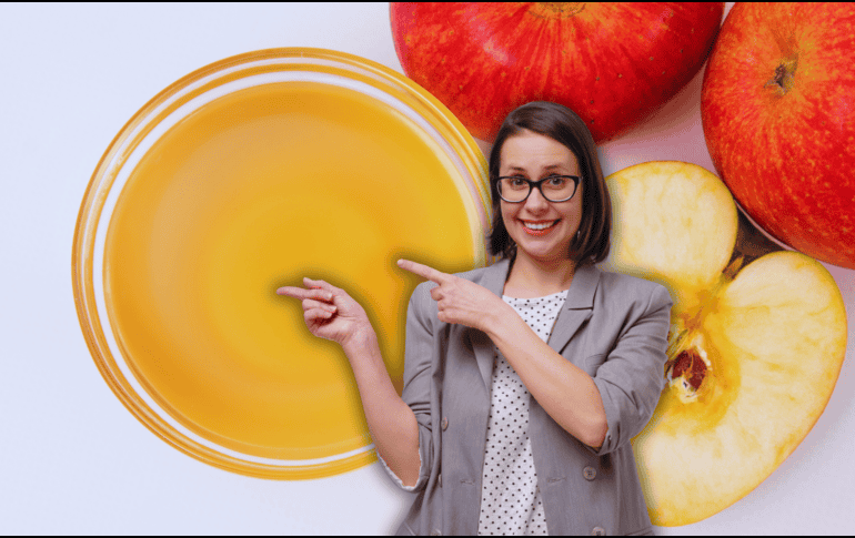 El vinagre de manzana ese elabora a partir de la fermentación del azúcar de las manzanas con alcohol; en este proceso, ciertas bacterias se convierten en ácido acético. ESPECIAL /  CANVA