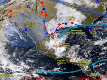 El frente frío número 24 ingresaría entre martes y viernes, con impacto principal en el noroeste del país. ESPECIAL/ SMN.