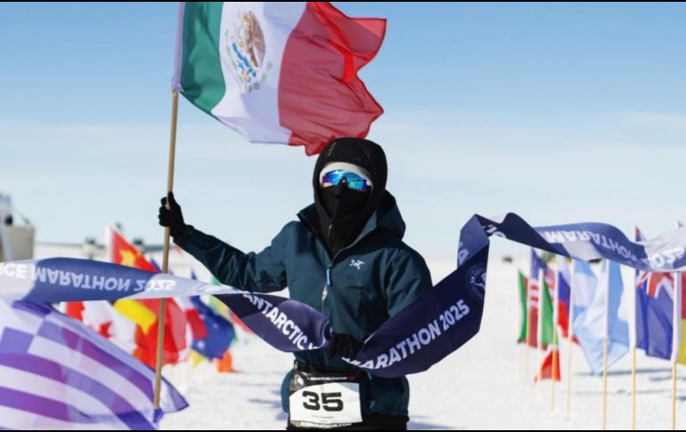 Pita Navarro Delavega culminó el trayecto en el doceavo lugar, posición privilegiada si se toma en cuenta que fue su primer Maratón en un territorio frío como lo es la Antártida. CORTESÍA.