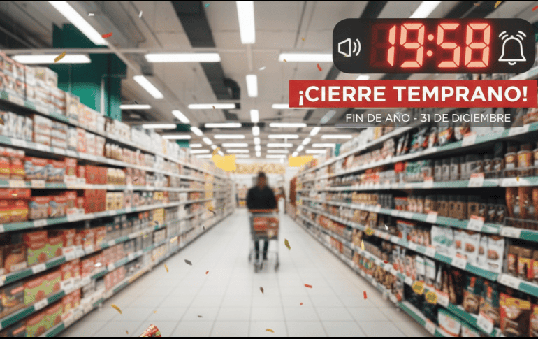 Los principales supermercados de México operan con horarios especiales este 31 de diciembre, y sobre todo mañana 1 de enero de 2026. ESPECIAL / CANVA y GEMINI