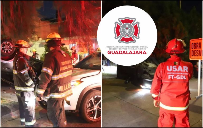 Bomberos de Guadalajara se presentaron en el lugar en compañía de personal del SAMU y paramédicos de la Cruz Verde. ESPECIAL / FACEBOOK Protección Civil y Bomberos GDL