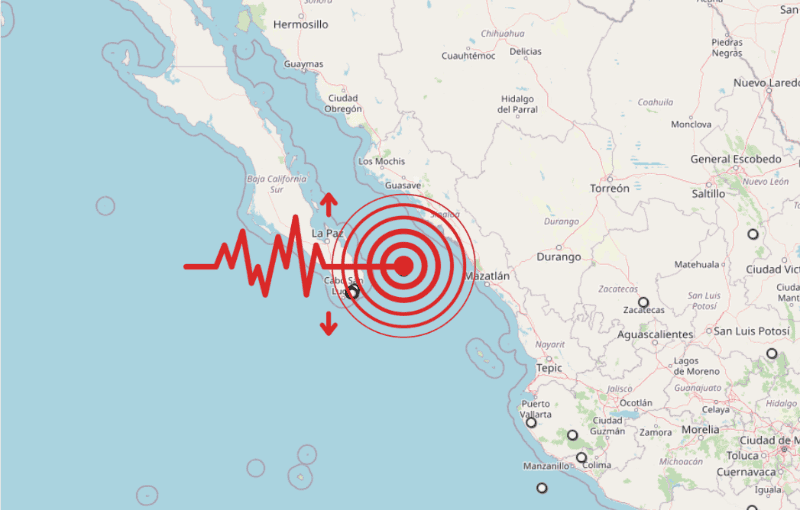 &nbsp;Sismos en Baja California Sur. ESPECIAL / SSN