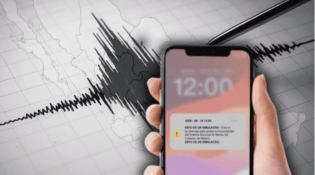 Este cambio en la alerta sísmica de los celulares también tendrá la finalidad de que los ciudadanos puedan distinguir cuando se trata de un sismo o simulacro. ESPECIAL/Canva/Gobierno de México