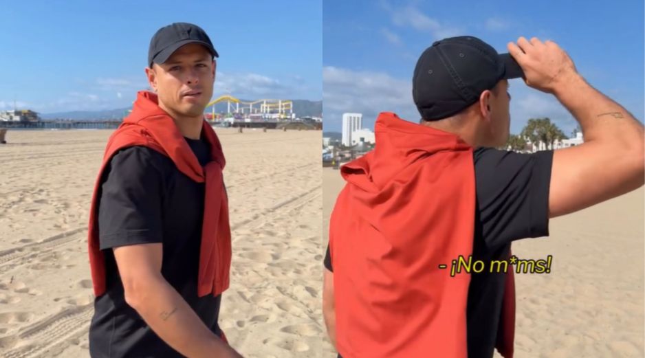 Javier Hernández se mofó del balón que mandó por encima de la cabaña de Andrés Gudiño. ESPECIAL.