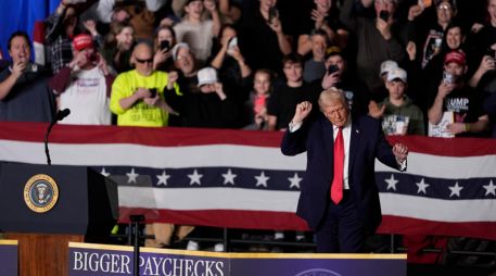 Trump afirmó en Des Moines que su gobierno redujo de forma significativa la delincuencia en Minnesota. EFE/MATTHEW PUTNEY