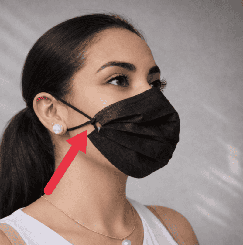 &nbsp;Descripción gráfica del nudo en la mascarilla quirúrgica o desechable para mayor efectividad de protección. IA&nbsp;