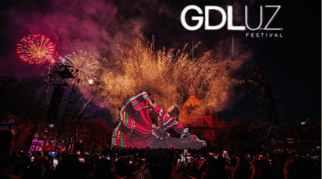 El espectáculo de luces GDLuz se lleva a cabo desde el 2017 en el Centro Histórico de Guadalajara. ESPECIAL/Gobierno de Guadalajara