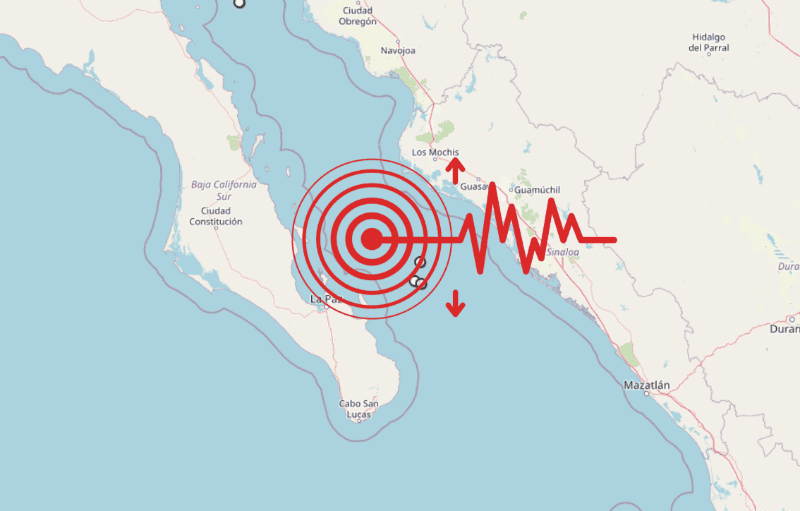 &nbsp;Sismo en Baja California Sur. ESPECIAL / SSN