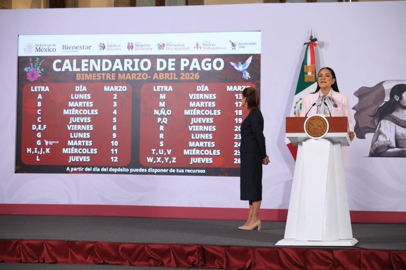 &nbsp;La Presidenta de México, Claudia Sheinbaum Pardo, y la titular de la Secretaría del Bienestar, Ariadna Montiel Reyes, durante la conferencia matutina de este lunes. ESPECIAL