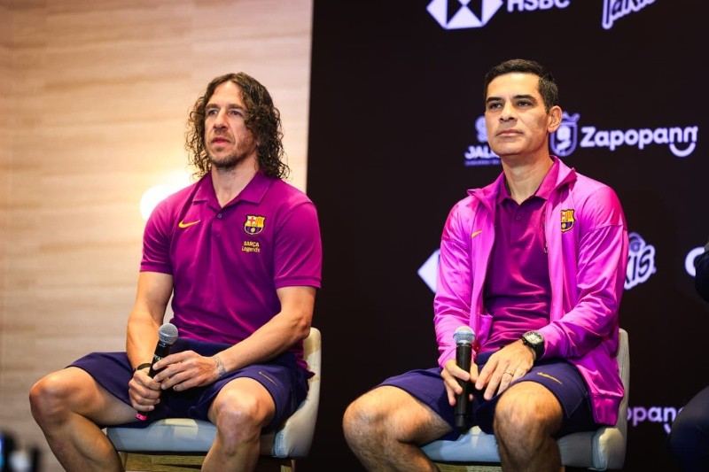 Carles Puyol y Rafa Márquez, exjugadores del Barcelona. EL INFORMADOR / J. Acosta&nbsp;