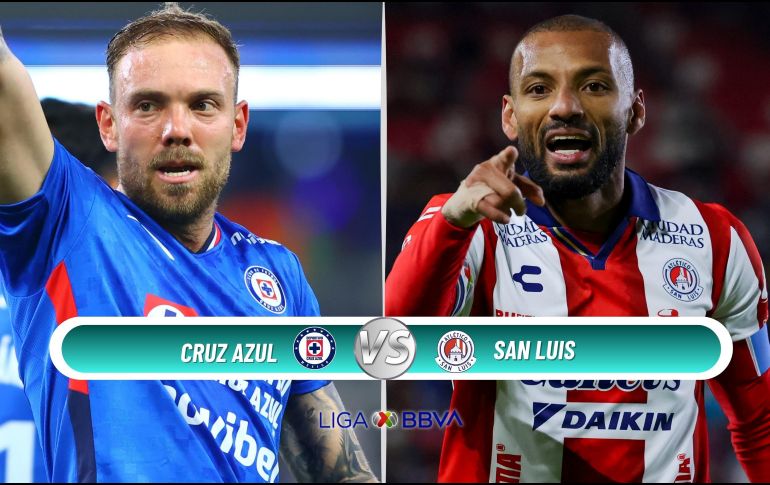 Cruz Azul llega como uno de los equipos más sólidos del campeonato, mientras que San Luis quiere escalar posiciones. ESPECIAL / IMAGO7 y CANVA
