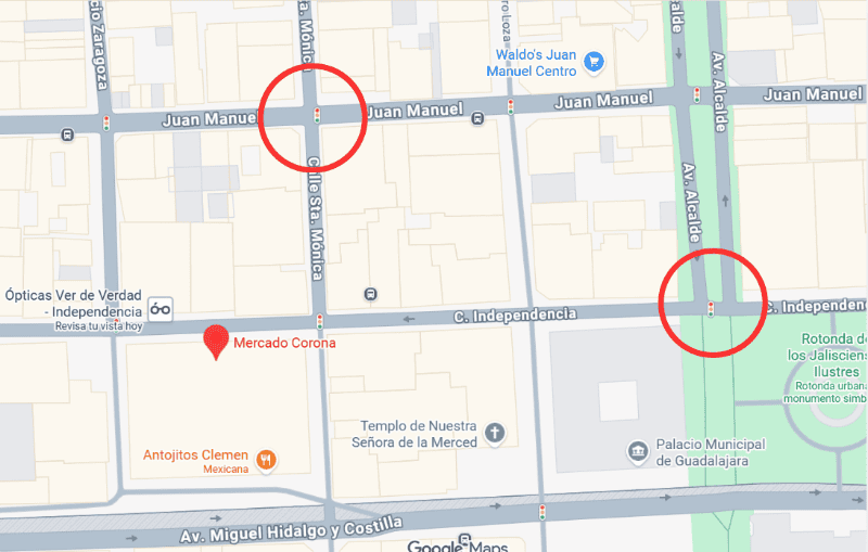 &nbsp;Mapa de las vialidades cerradas. ESPECIAL / Google