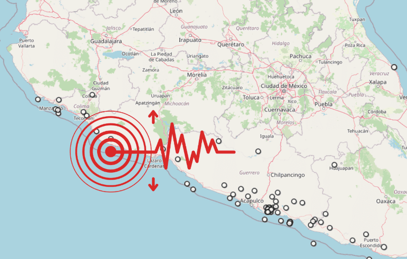 &nbsp;Sismo en Michoacán. ESPECIAL / SSN