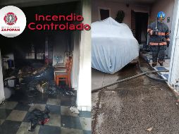 El incendio provocó la intoxicación de una persona al interior del domicilio. ESPECIAL / FACEBOOK Protección Civil y Bomberos Zapopan