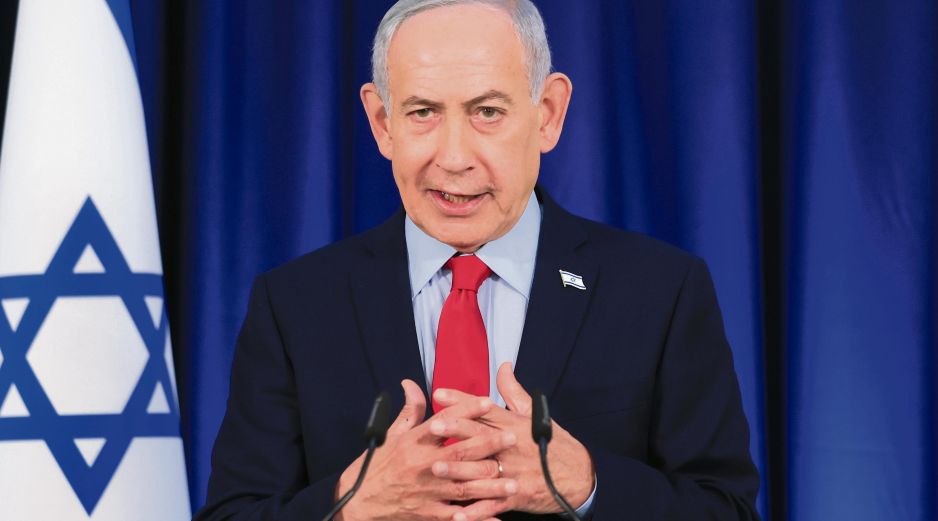 El primer ministro de Israel durante una rueda de prensa en Jerusalén sobre los recientes ataques y la escalada del conflicto. EFE