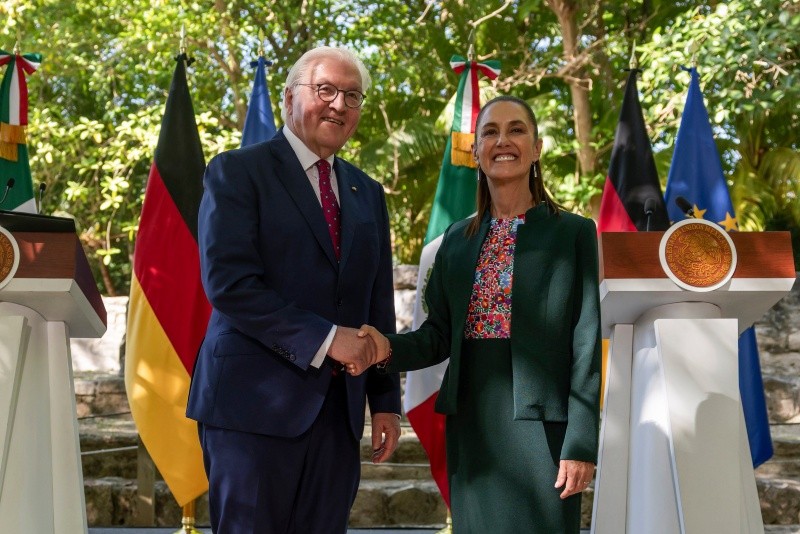El presidente de Alemania, Frank-Walter Steinmeier, y la Presidenta de México, Claudia Sheinbaum Pardo. EFE/Presidencia de México