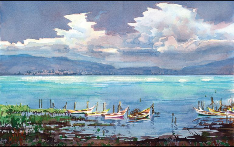 Pieza de Jorge Monroy que muestra un paisaje de San Luis Soyatlán, Tuxcueca, Jalisco. CORTESÍA