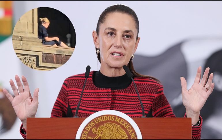 Sheinbaum habló sobre la polémica de la persona tomando el sol en Palacio Nacional. EFE / Mario Guzmán