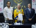 Autoridades de IDEFT y CEPRIJA durante la firma de convenio para impulsar capacitación laboral en Jalisco. CORTESÍA