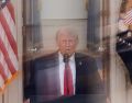 Donald Trump durante su discurso televisado a la nación este 01 de abril del 2026. EFE/A. Brandon