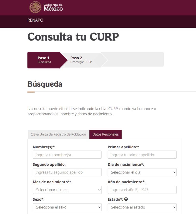 ESPECIAL / CURP&nbsp;