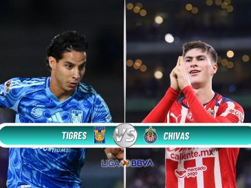 Chivas buscará mantener su dominio en la cima de la clasificación al visitar a unos Tigres necesitados de puntos en el Volcán. ESPECIAL / IMAGO7 y CANVA
