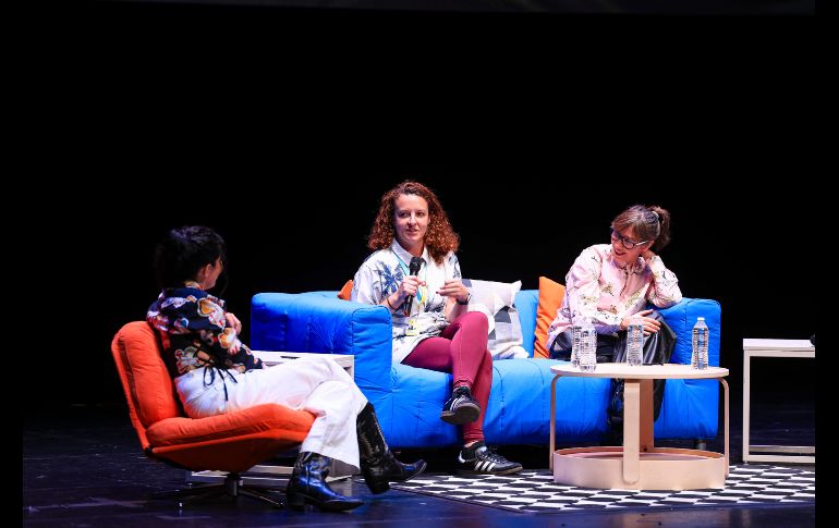 María Sarasvati Herrera, Dariela Ludlow y Celiana Cárdenas, moderadas por Alejandra Márquez— encabezaron el panel “¿Desde dónde mirar?” como parte de las actividades del Festival Internacional de Cine en Guadalajara. EL INFORMADOR / J. Aocsta