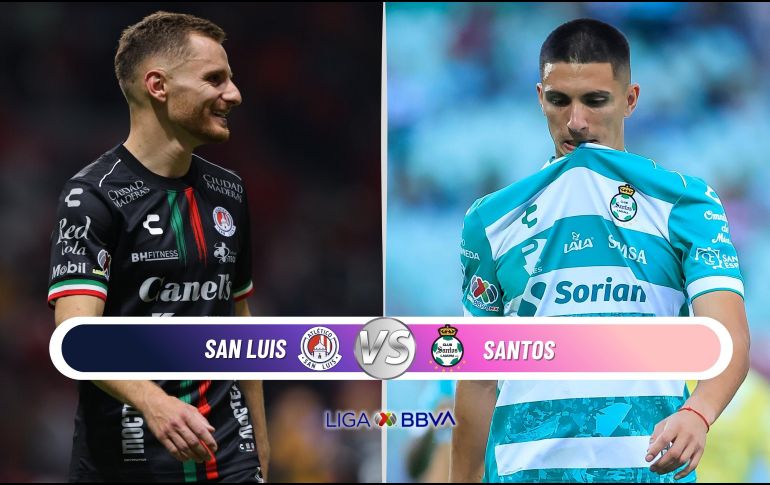 El Atlético de San Luis buscará aprovechar su localía para sumar tres puntos y agravar la crisis de Santos Laguna en la recta final del torneo. ESPECIAL / IMAGO7 y CANVA